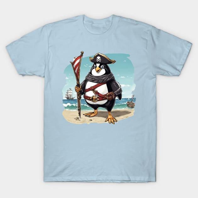 King of the Penguin Pirates T-Shirt by LyndiiLoubie